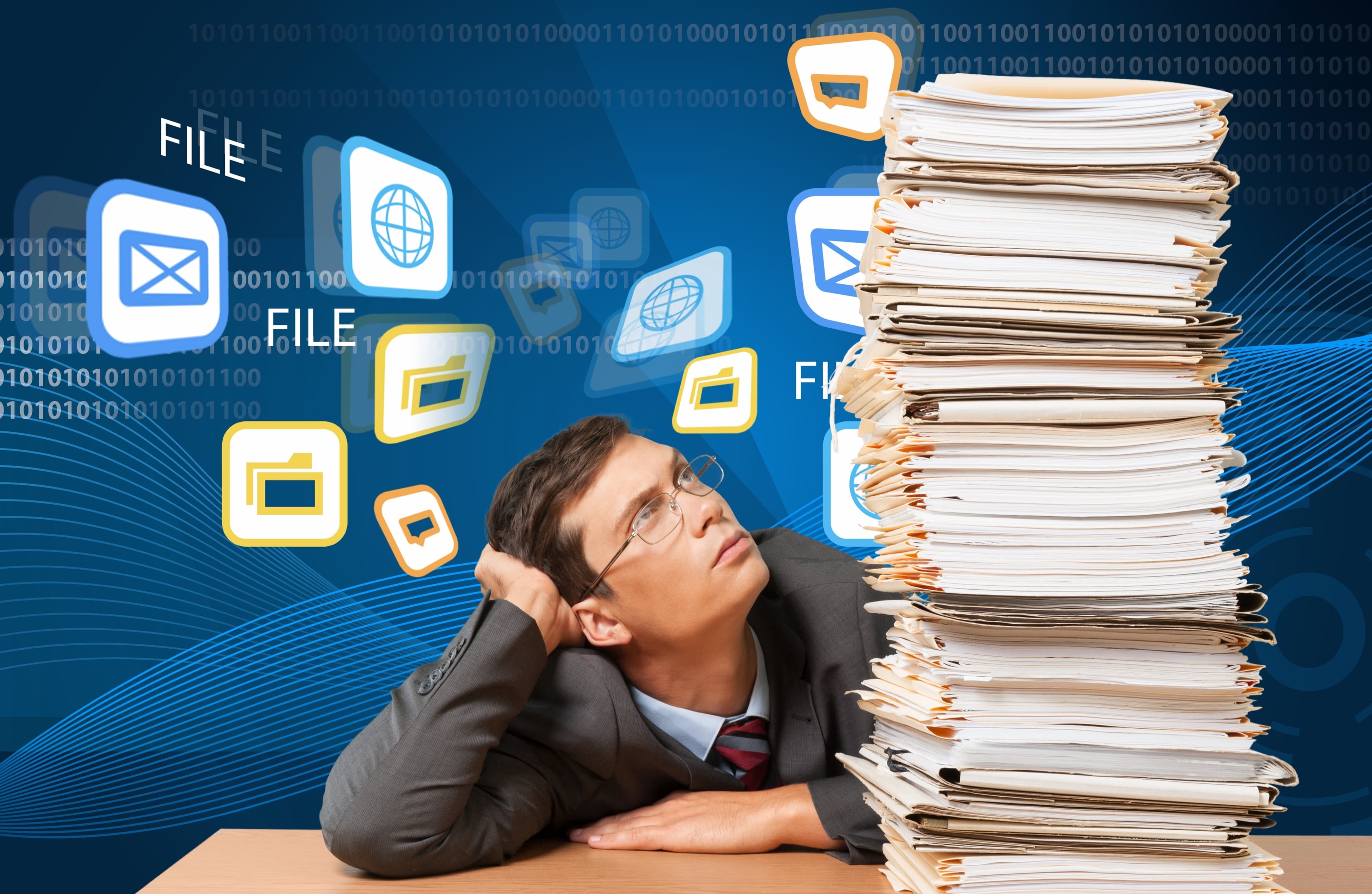 Financial operations team manually processing loan approval paperwork