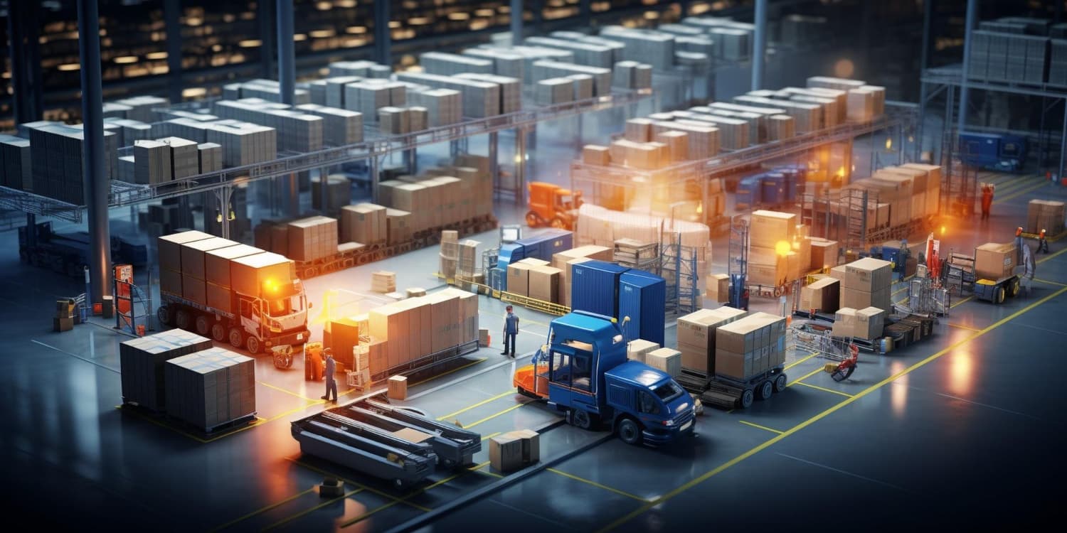 Logistics manager monitoring real-time shipment data on a warehouse dashboard