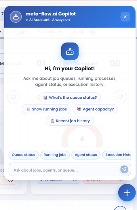 meta-flow.ai AI Assistant workflow design interface screenshot
