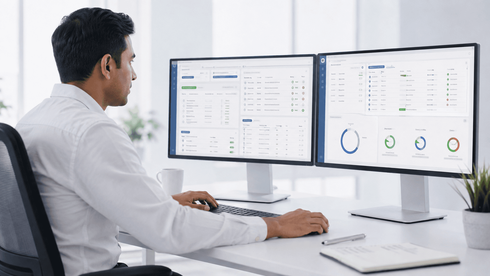 Futuristic dashboard showing loan ledger entries being matched against core banking records